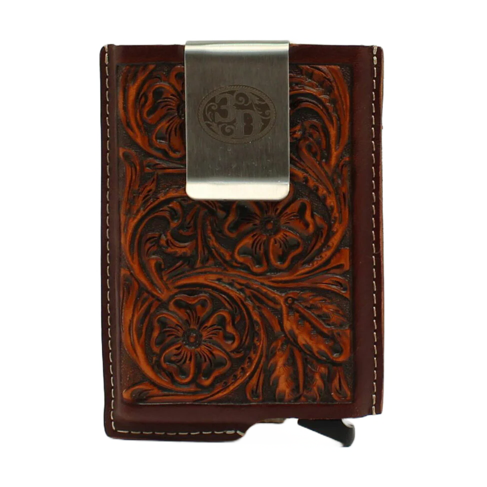 3D MEN'S UTILITY WALLET - BROWN EMBOSSED