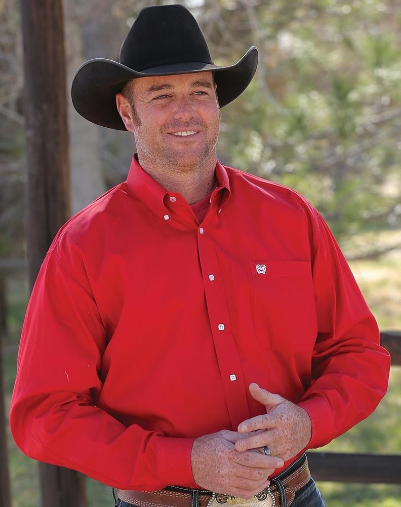 CINCH MEN'S LONG SLEEVE SOLID BUTTON SHIRT - RED