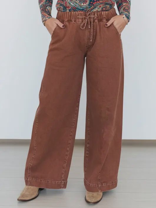TURQUOISE HAVEN WOMEN'S OVERSIZED FLOWY JEAN - RUST