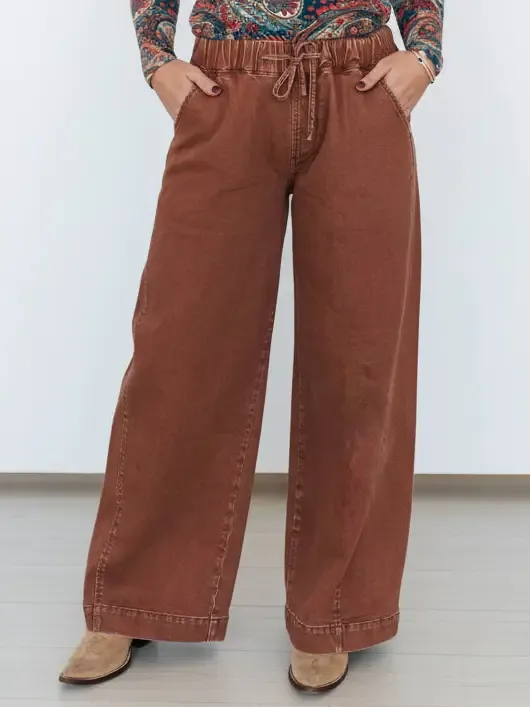 TURQUOISE HAVEN WOMEN'S OVERSIZED FLOWY JEAN - RUST