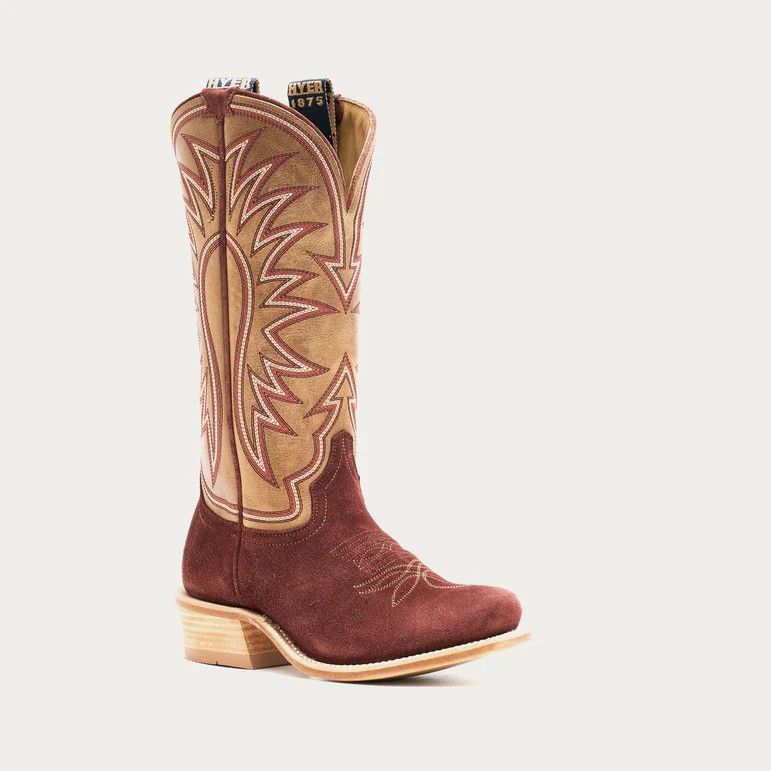 HYER WOMEN'S 13" ROSEHILL CUTTER TOE CUTTER HEEL ROUGHOUT BOOT - BURGUNDY