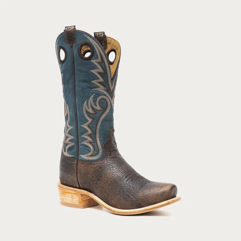 HYER MEN'S 13" MCCUNE CUTTER TOE CUTTER HEEL BISON BOOT - AQUA
