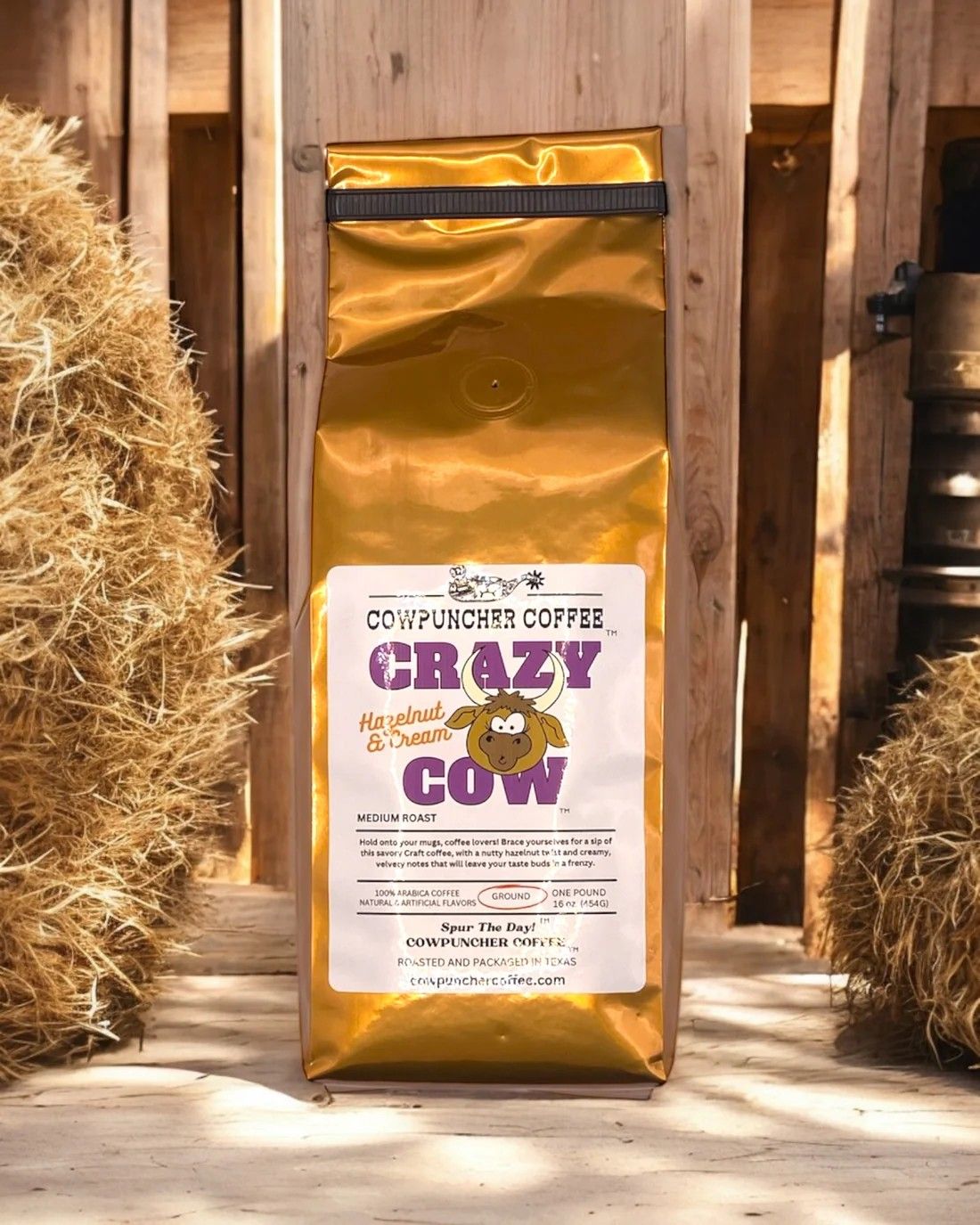 COWPUNCHER COFFEE "CRAZY COW" GROUND MEDIUM ROAST COFFEE - HAZELNUT &amp; CREAM