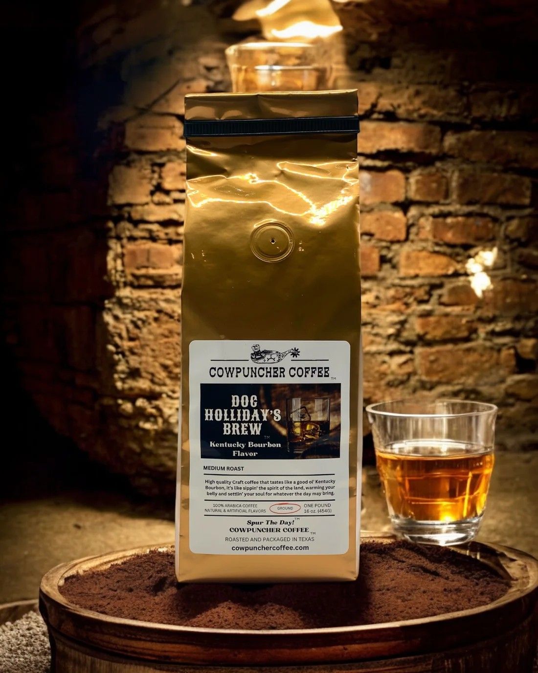 COWPUNCHER COFFEE "DOC HOLLIDAY'S BREW" GROUND MEDIUM ROAST COFFEE - KENTUCKY BURBON
