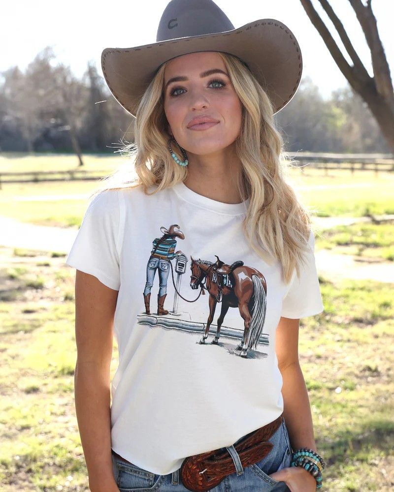 CRUEL DENIM WOMEN'S CROPPED TEE SHIRT - WHITE