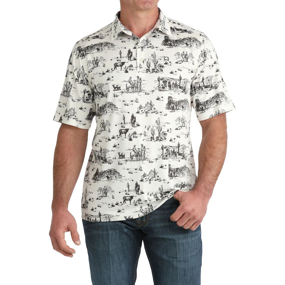 CINCH MEN'S SHORT SLEEVE ARENAFLEX POLO SHIRT - CREAM