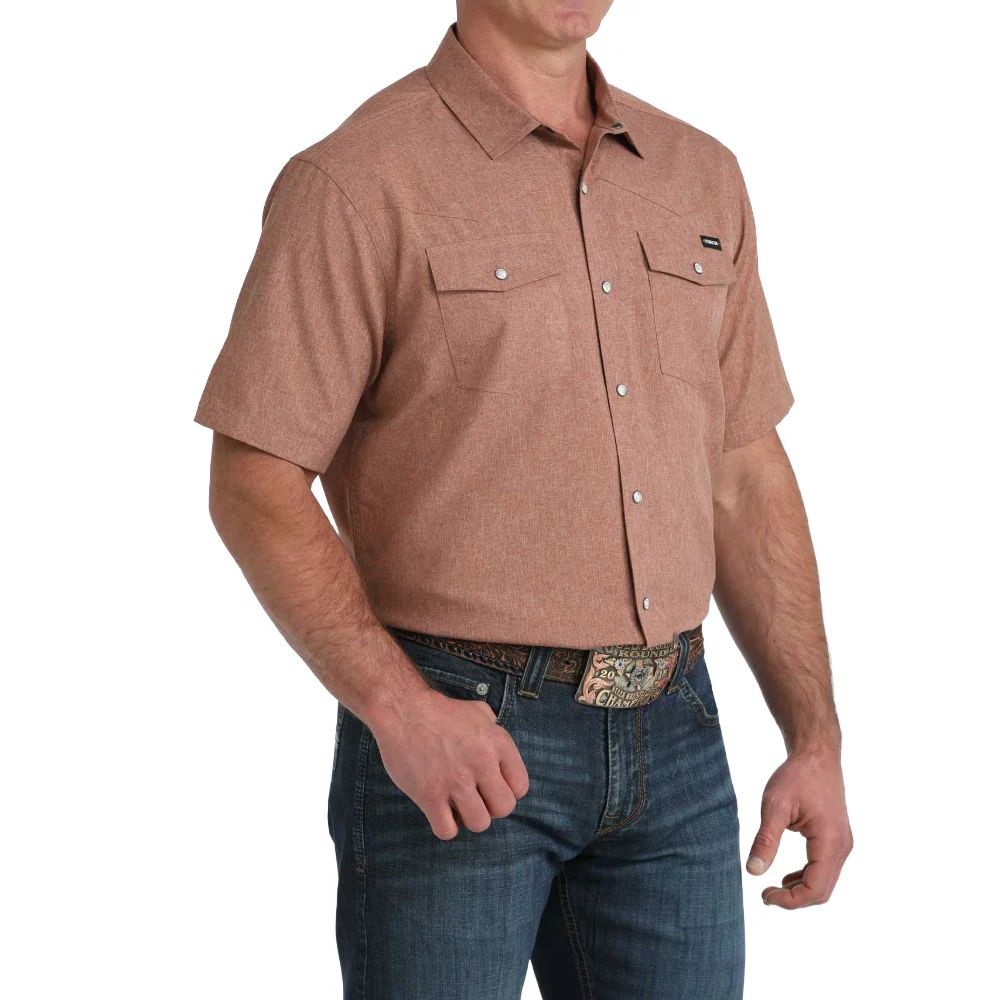 CINCH MEN'S SHORT SLEEVE PEARL SNAP CAMP SHIRT - BROWN