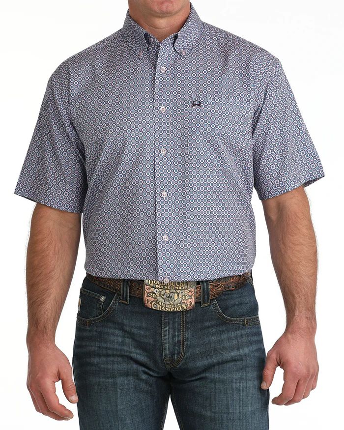 CINCH MEN'S SHORT SLEEVE ARENAFLEX BUTTON SHIRT - LILAC
