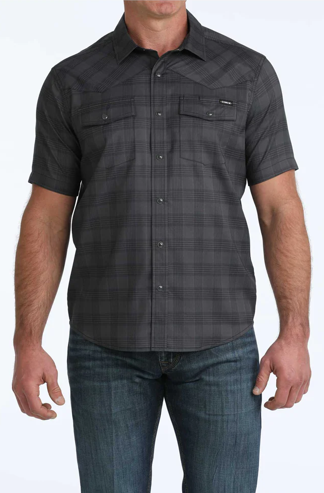 CINCH MEN'S SHORT SLEEVE PEARL SNAP CAMP SHIRT - BLACK