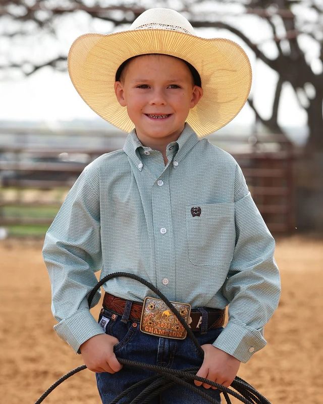 CINCH BOYS' LONG SLEEVE BUTTON SHIRT - BLUE CINCH BOYS' LONG SLEEVE BUTTON SHIRT - BLUE
