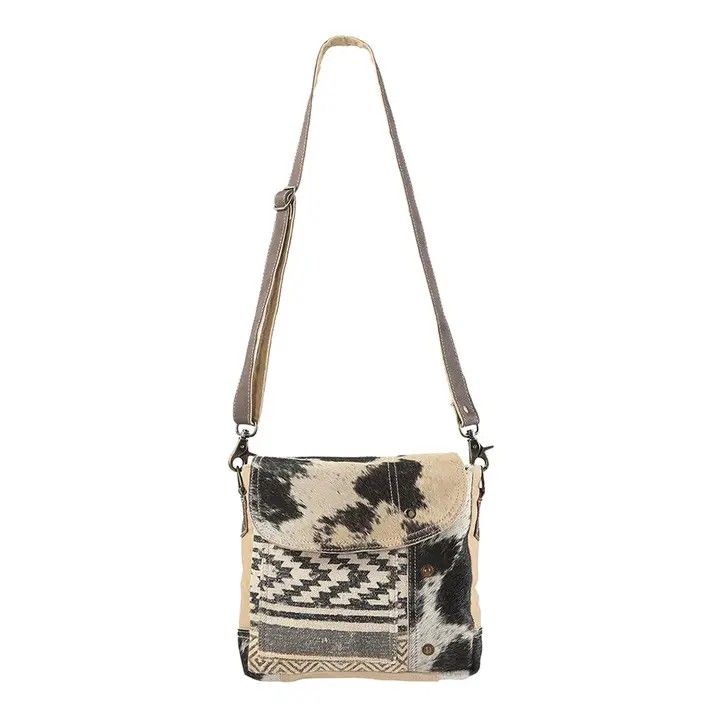 LS WESTERN LARGE CROSSBODY UPCYCLED CANVAS BAG