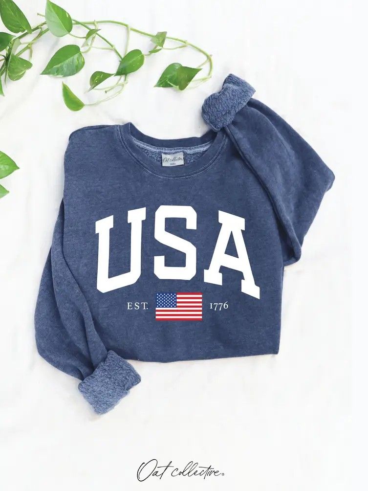 OAT COLLECTIVE USA MINERAL GRAPHIC SWEATSHIRT - VINTAGE DENIM