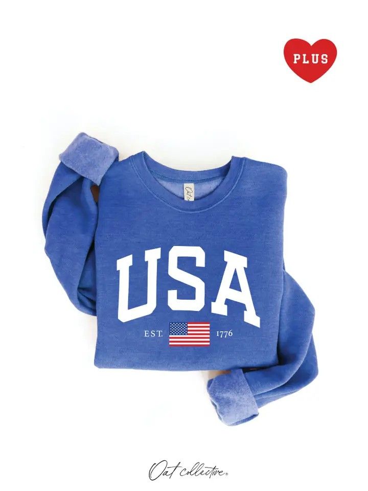 OAT COLLECTIVE USA MINERAL GRAPHIC SWEATSHIRT - HEATHER ROYAL