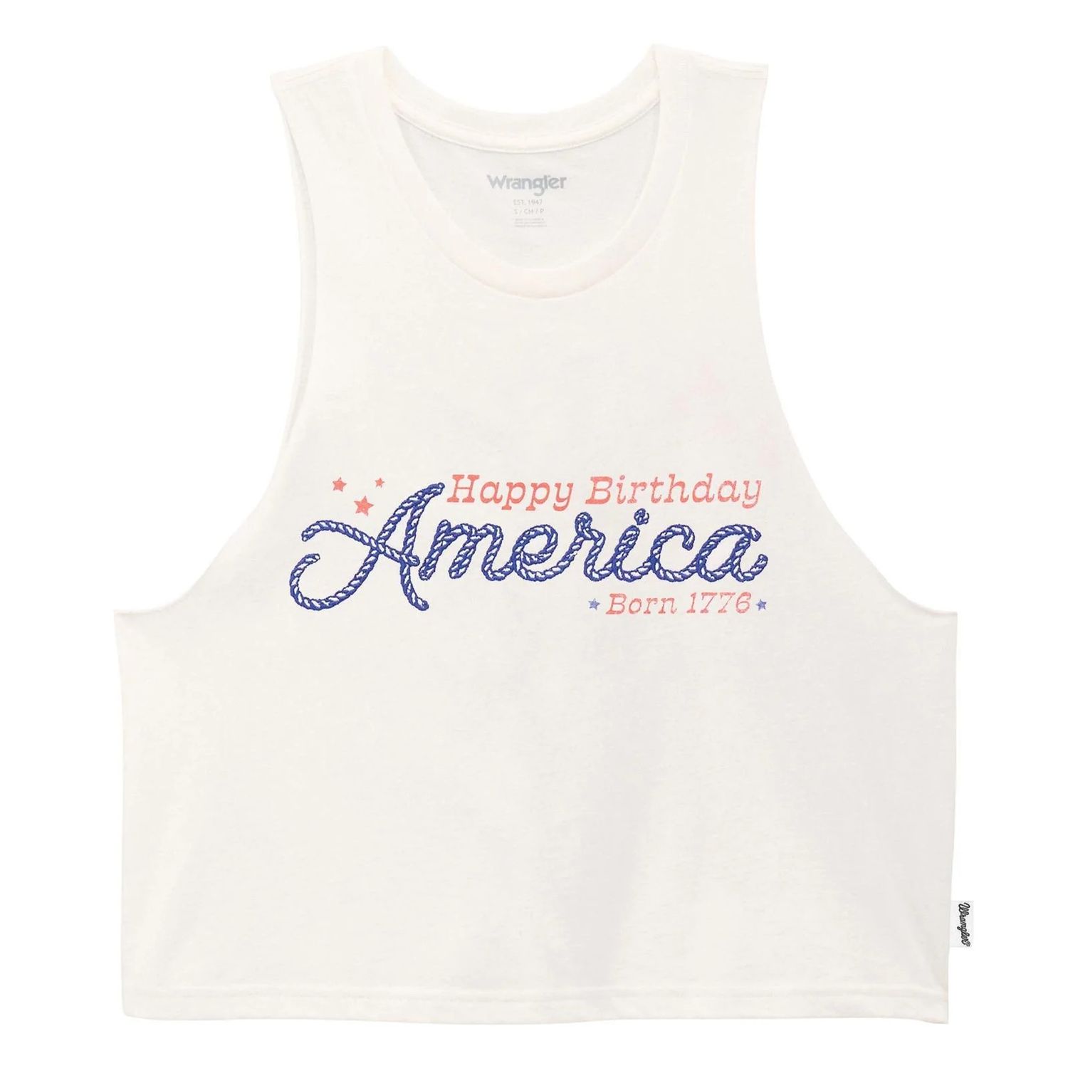 WRANGLER WOMEN'S FESTIVAL GRAPHIC CROP TANK TOP - BRIGHT WHITE