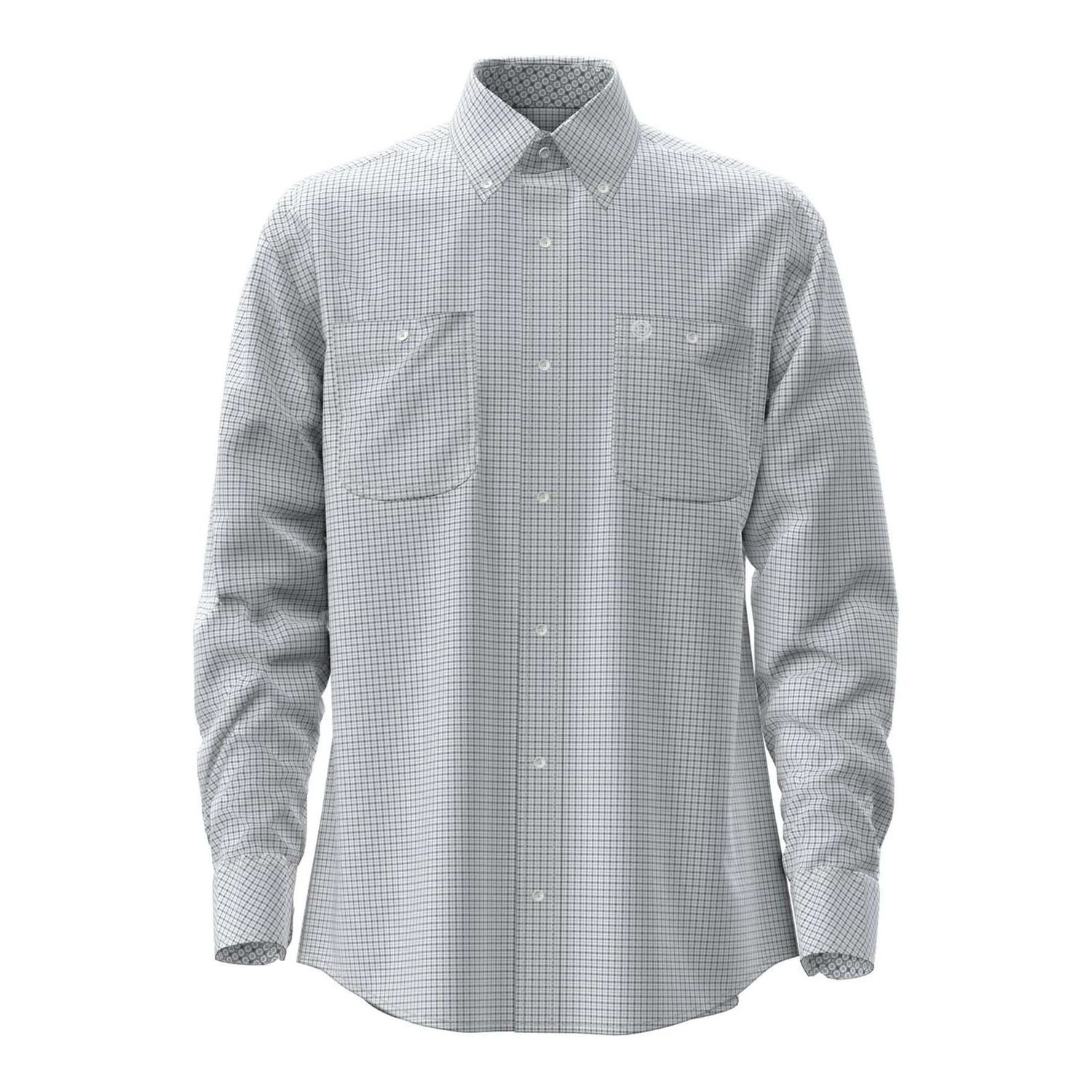 WRANGLER MEN'S GEORGE STRAIGHT LONG SLEEVE TWO POCKET PEARL SNAP SHIRT - GREY/WHITE