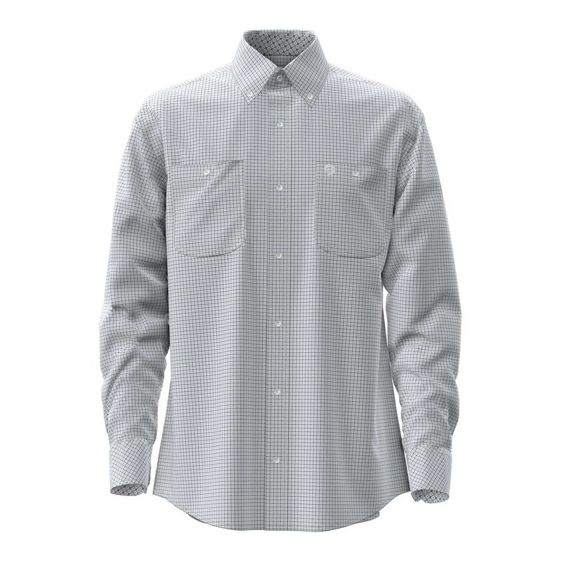 WRANGLER MEN'S GEORGE STRAIGHT LONG SLEEVE TWO POCKET PEARL SNAP SHIRT - GREY/WHITE