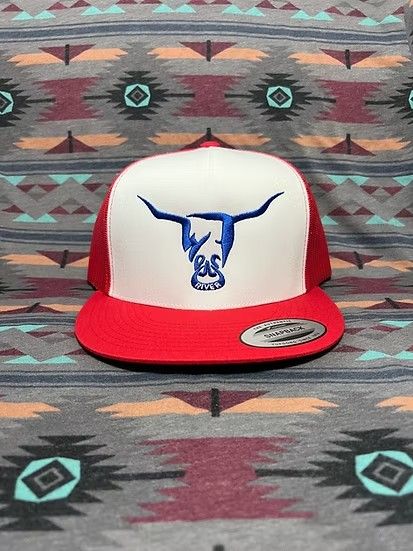 WEST RIVER HAT CO. LOGO SNAPBACK TRUCKER CAP - RED/WHITE/BLUE
