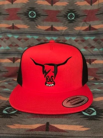 WEST RIVER HAT CO. LOGO SNAPBACK TRUCKER CAP - RED/BLACK/BLACK