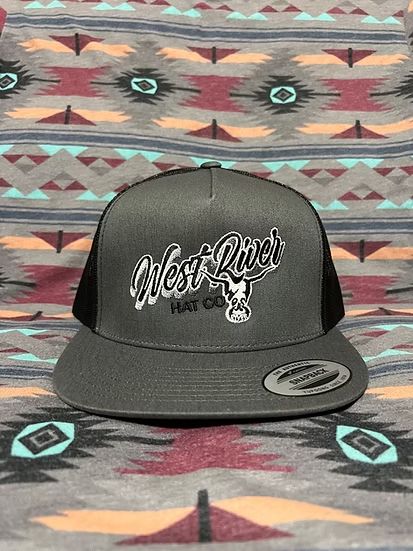 WEST RIVER HAT CO. SHARP SHOOTER SNAPBACK TRUCKER CAP - CHARCOAL/BLACK/BLACK