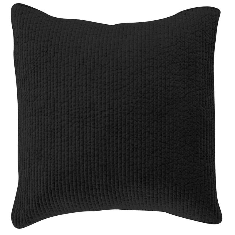 PASEO ROAD STONEWASHED COTTON VELVET QUILTED EURO 27"X27" PILLOW SHAM - BLACK