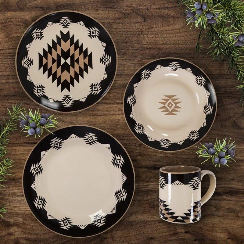 PASEO ROAD CHALET AZTEC CERAMIC 16-PIECE DINNERWEAR SET