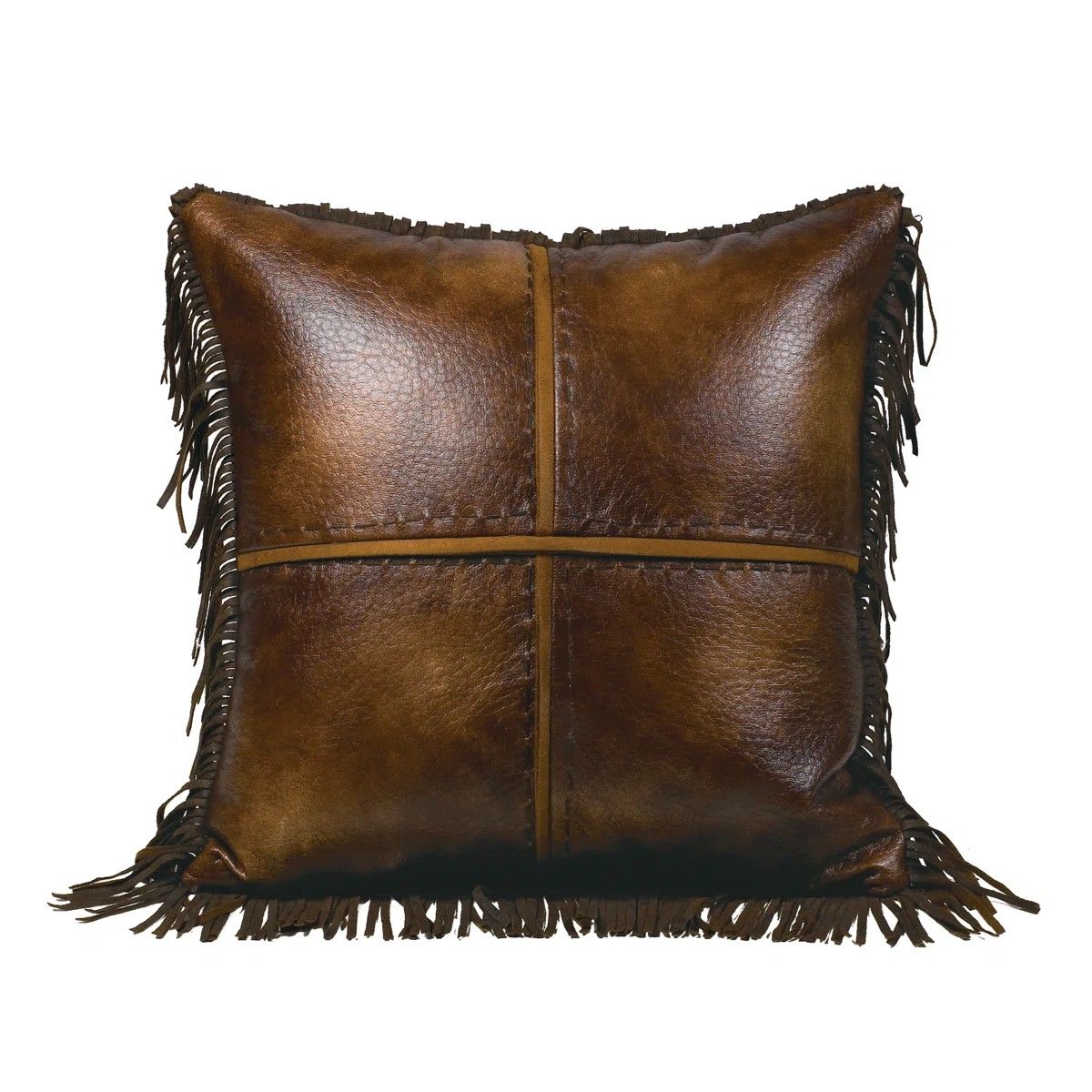 PASEO ROAD AUSTIN CROSS STITCHED FAUX LEATHER 18"X18" THROW PILLOW