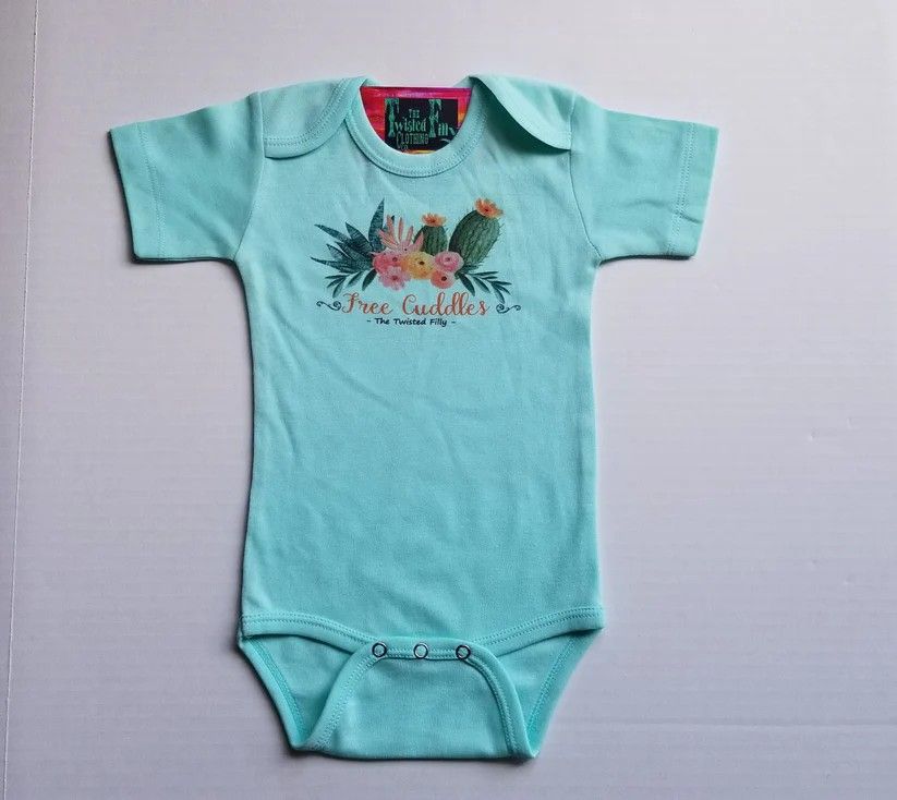 THE TWISTED FILLY INFANT SHORT SLEEVE FREE CUDDLES ONESIE - TURQUOISE