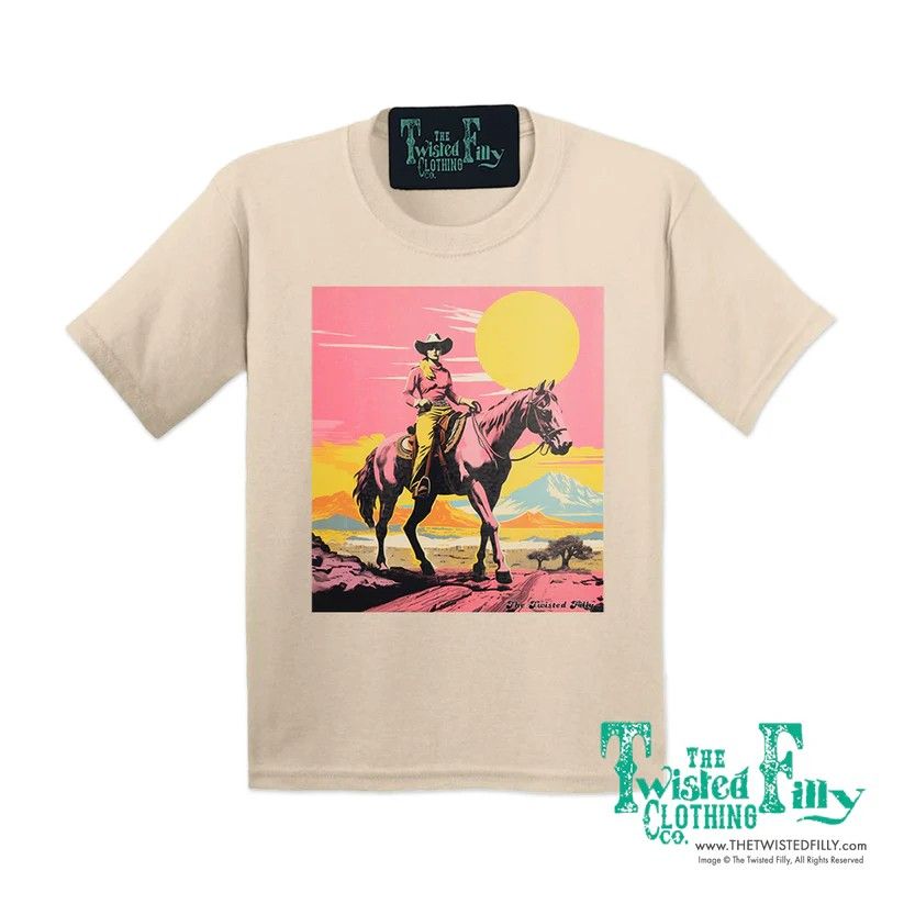 THE TWISTED FILLY GIRLS' SHORT SLEEVE DESERT COWGIRL TEE SHIRT - SAND