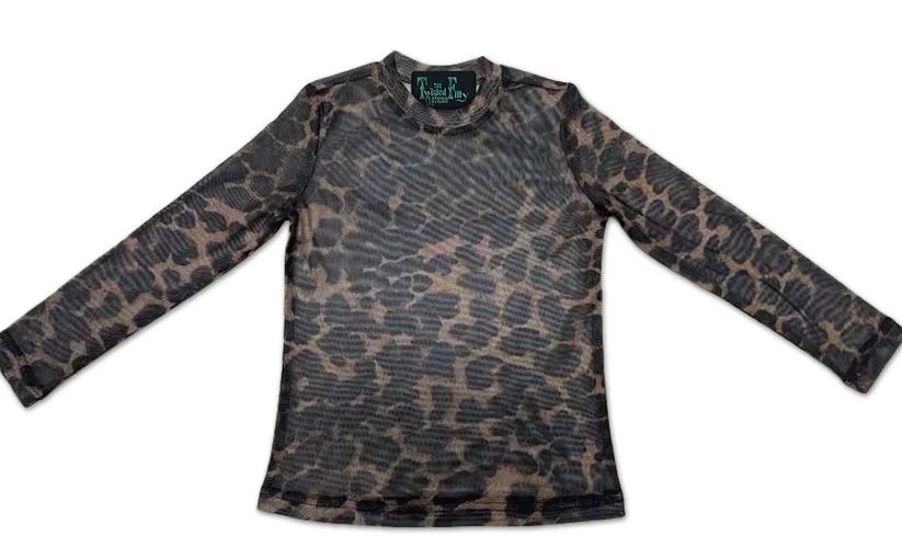 THE TWISTED FILLY GIRLS' LONG SLEEVE MESH SHIRT - DARK CHEETAH