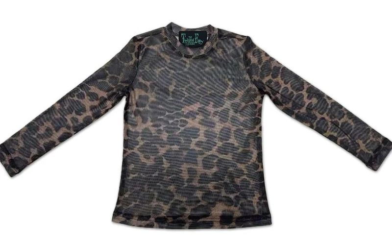 THE TWISTED FILLY GIRLS' LONG SLEEVE MESH SHIRT - DARK CHEETAH