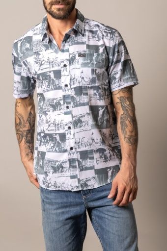 KIMES RANCH MEN'S SHORT SLEEVE DUNN BUTTON SHIRT - BLACK/WHITE, COLOR: BLACK/WHITE, SIZE: SMALL