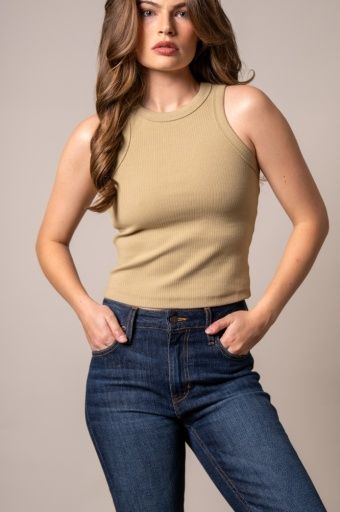 KIMES RANCH WOMEN'S REAGAN RIBBED TANK TOP, COLOR: SAND, SIZE: SMALL