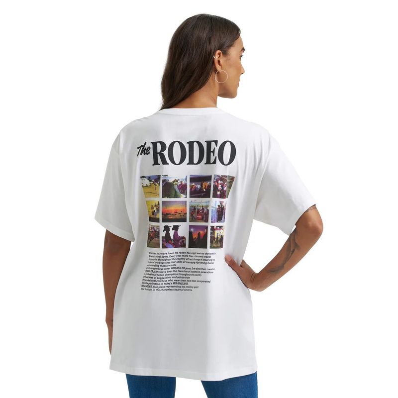 WRANGLER WOMEN'S SHORT SLEEVE RODEO OVERSIZED TEE SHIRT - BRIGHT WHITE
