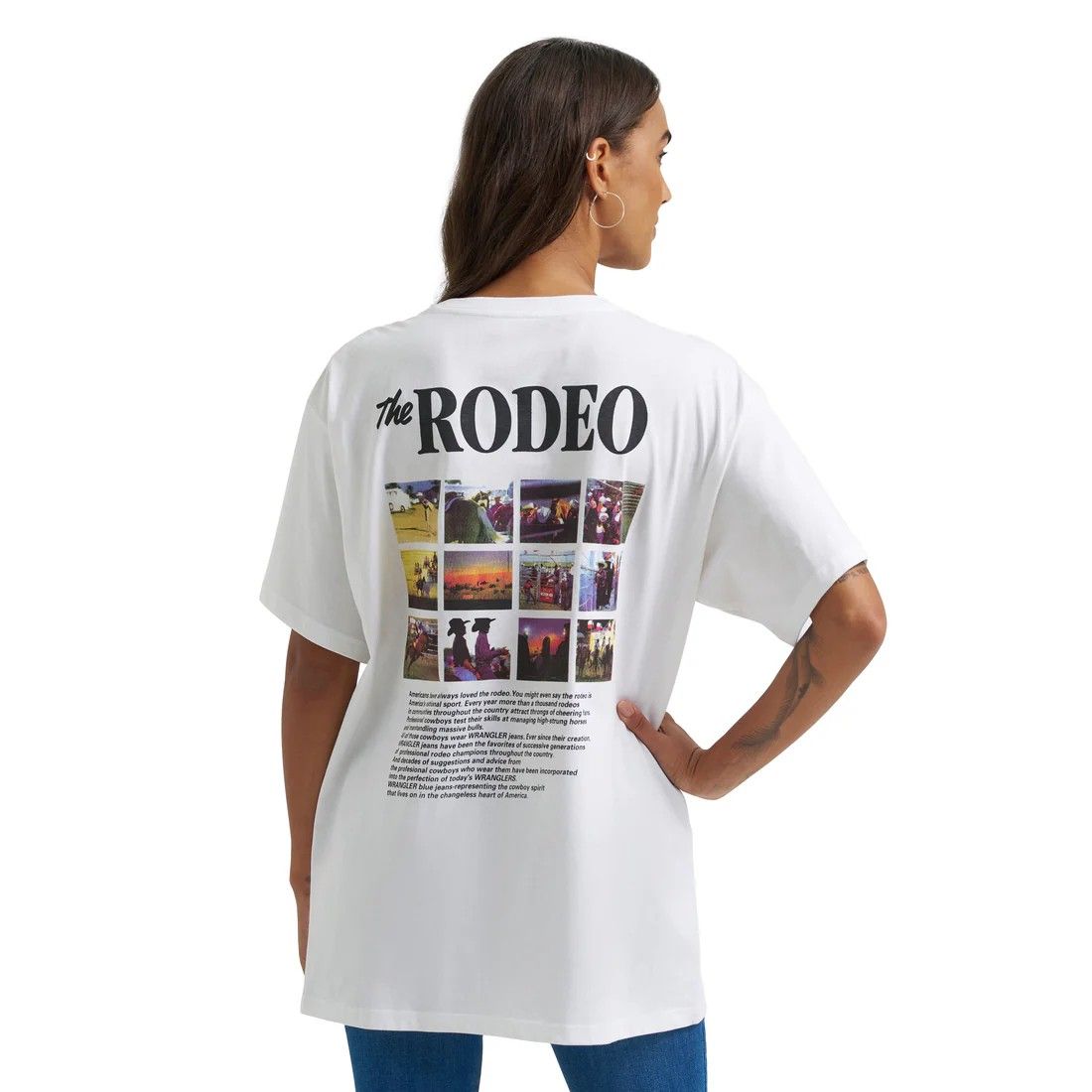 WRANGLER WOMEN'S SHORT SLEEVE RODEO OVERSIZED TEE SHIRT - BRIGHT WHITE