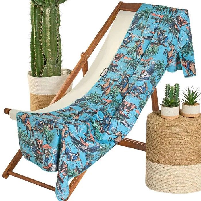 ROCK &amp; ROLL DENIM NOVELTY MICROFIBER TOWEL - TURQUOISE