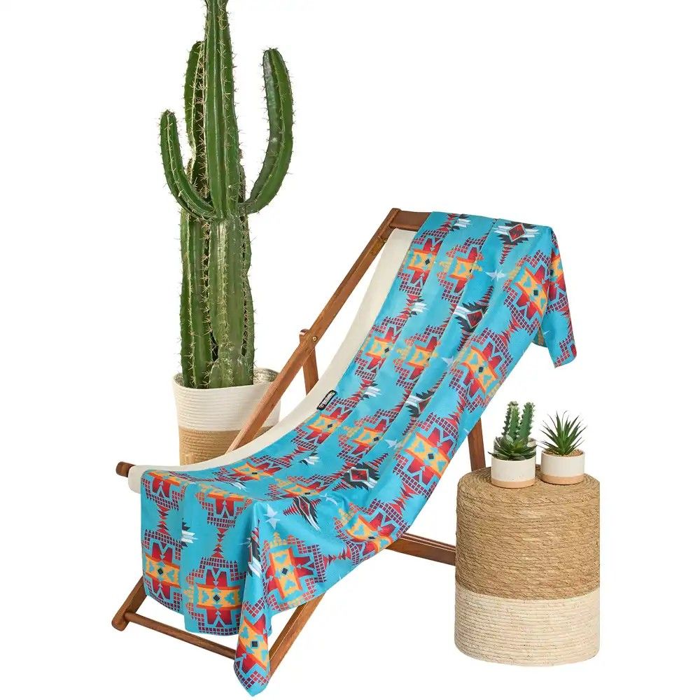 ROCK &amp; ROLL DENIM AZTEC MICROFIBER TOWEL - TURQUOISE