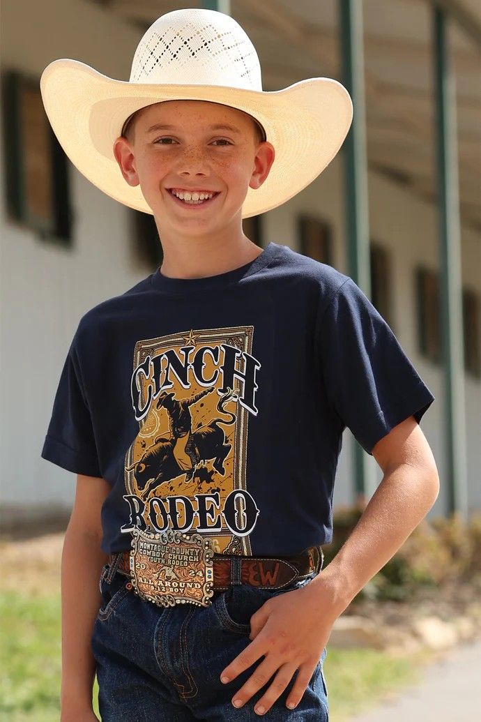 CINCH BOYS' SHORT SLEEVE CINCH RODEO TEE SHIRT - NAVY