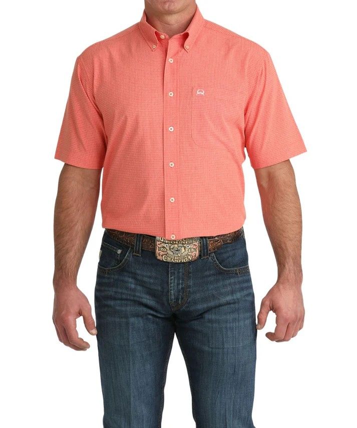 CINCH MEN'S SHORT SLEEVE ARENAFLEX VENTED BUTTON SHIRT - RED