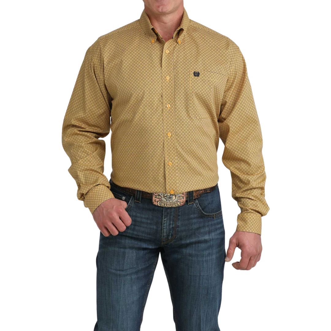 CINCH MEN'S LONG SLEEVE STRETCH BUTTON SHIRT - GOLD