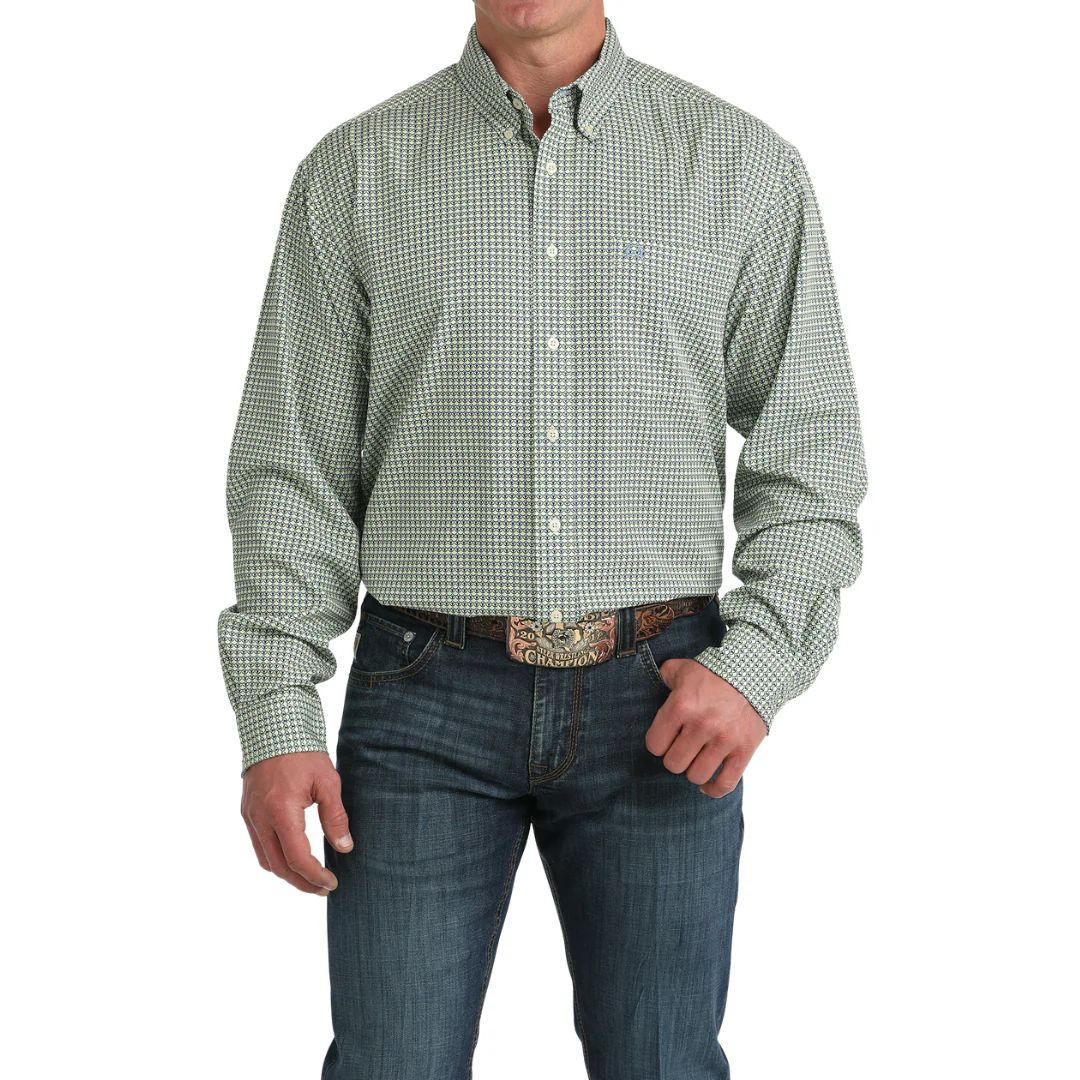 CINCH MEN'S LONG SLEEVE ARENAFLEX BUTTON SHIRT - GREEN