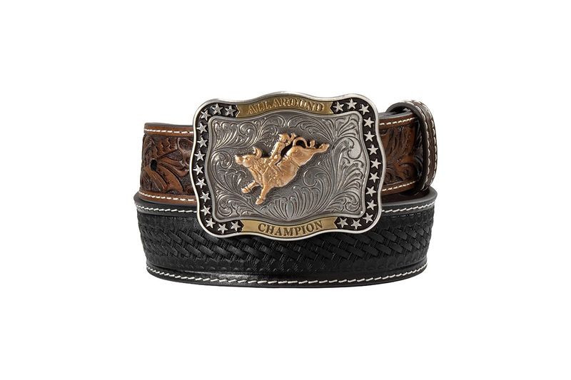 3D KIDS' LEATHER BASKETWEAVE WITH ALL AROUND BUCKLE BELT
