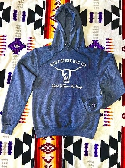WEST RIVER HAT CO. HARD TO TAME HOODED SWEATSHIRT - NAVY/WHITE