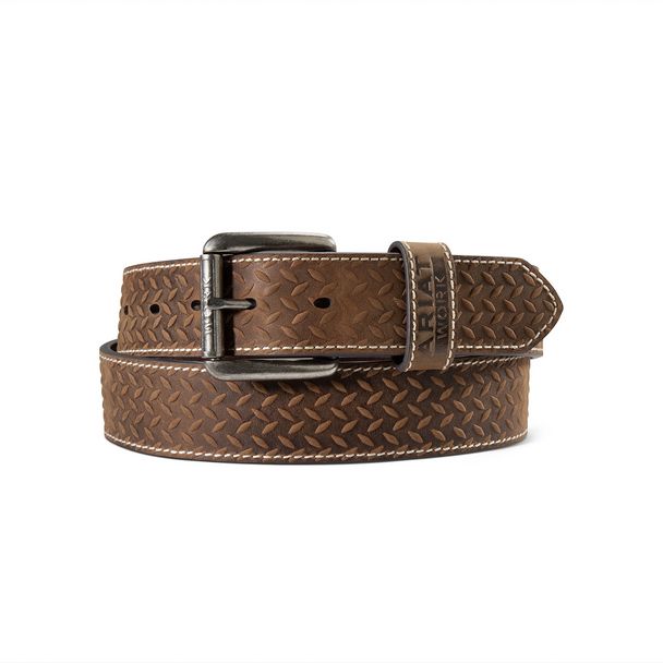 ARIAT WORK MEN'S DIAMOND PLATE EMBOSSED LEATHER BELT
