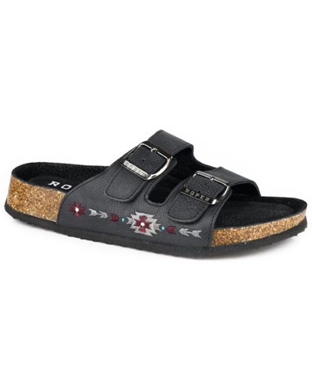ROPER WOMEN'S DELILAH AZTEC STITCHED SANDAL - BLACK