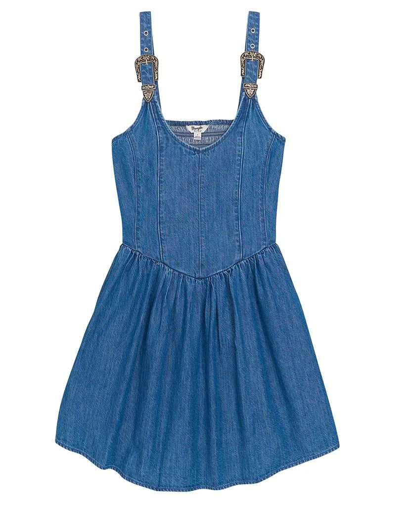 WRANGLER WOMEN'S RETRO AMERICANA DROP WAIST DENIM DRESS - LIGHT DENIM