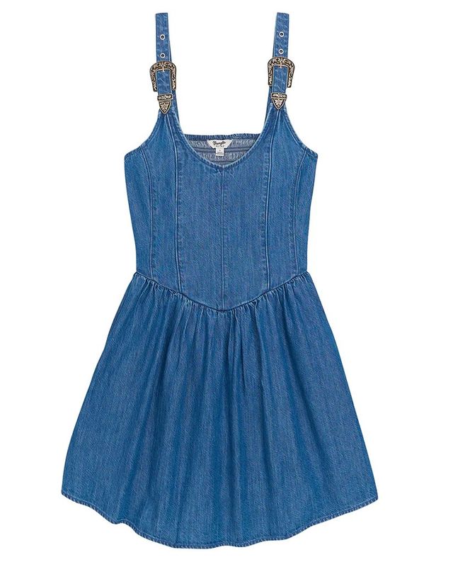 WRANGLER WOMEN'S RETRO AMERICANA DROP WAIST DENIM DRESS - LIGHT DENIM