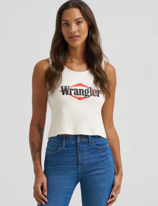 WRANGLER WOMEN'S SLIP CROP TANK - WHISPER WHITE