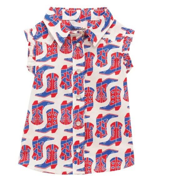 WRANGLER INFANT GIRLS' SLEEVELESS PEARL SNAP SHIRT - WHITE