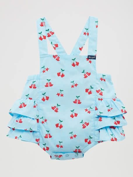 WRANGLER INFANT GIRLS' CHERRY BOOTS ONESIE - BLUE