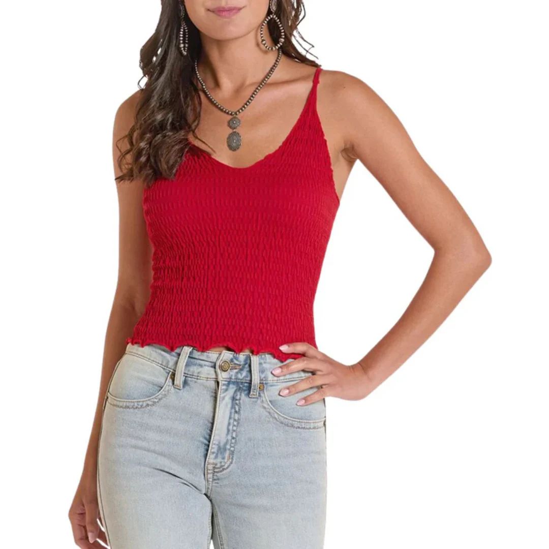 ROCK &amp; ROLL DENIM WOMEN'S KNIT TANK TOP - RED
